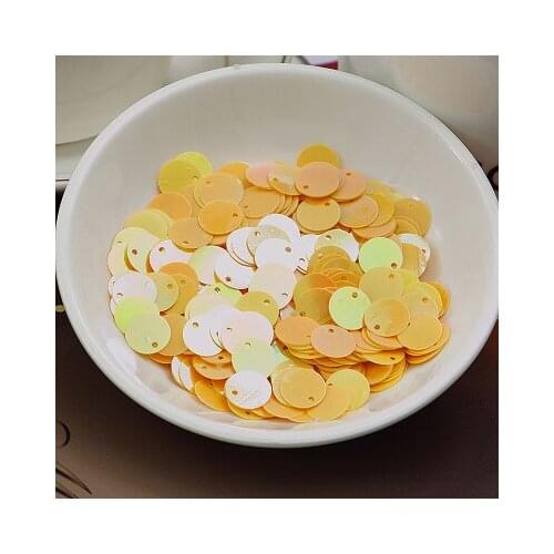 360pcs Large Round Sequins 20mm PVC Sequin Flat Round Paillette Hologram Sequins Decoration With Side Hole Yellow AB Confetti