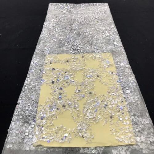 African Mesh Lace French Sequin Fabric 2021 High Quality Nigerian Tulle Lace Fabric For Sewing J40511