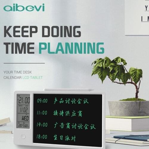 Aibevi 10 Inch Clock Calendar LCD Writing Tablet Electronic Digital Graphic Drawing Weather Pad Temperature Humidity Display