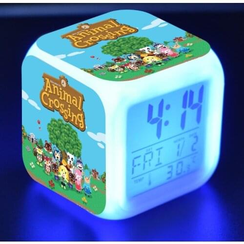 Funny Animal Crossing Game Figure Alarm Clock LED Colorful Touch Night Light PVC Anime Figurines Toys baby