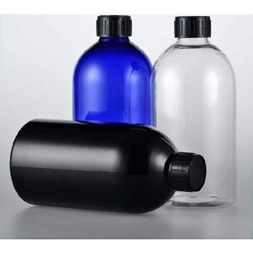 12PCS 500ml black Plastic bottle with screw cap Empty cosmetics container R28 With inner plug