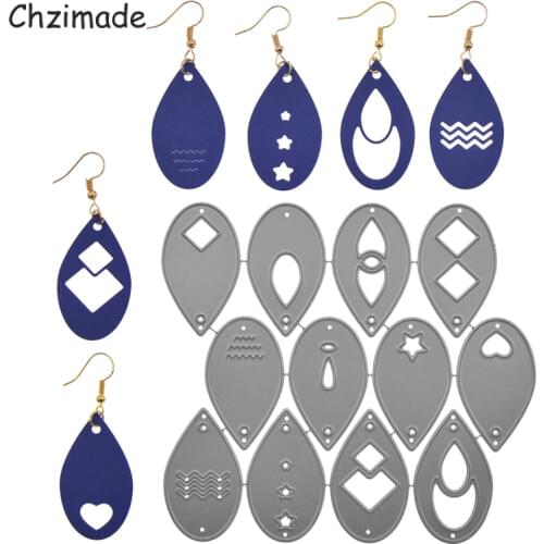 Chzimade Hollow Heart Earrings Metal Cutting Dies Scrapbooking Stencil For Cards Making DIY Embossing Dies Cut Paper Crafts