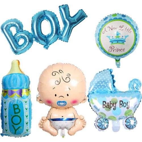 Baby Gender Secret Balloon Boys and Girls 1st Birthday Balloon Package Milk Bottle Stroller Aluminum Foil Hydrogen Balloon
