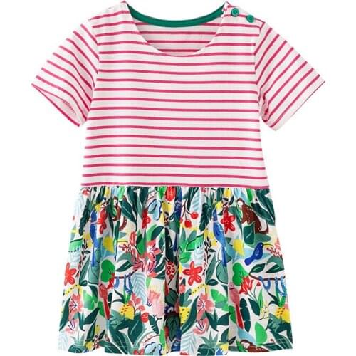 Funnygame 100% Cotton Childrens Princess Dress Animals Stripe Summer Baby Girls Clothing Dress Tutu Party Kids Wear
