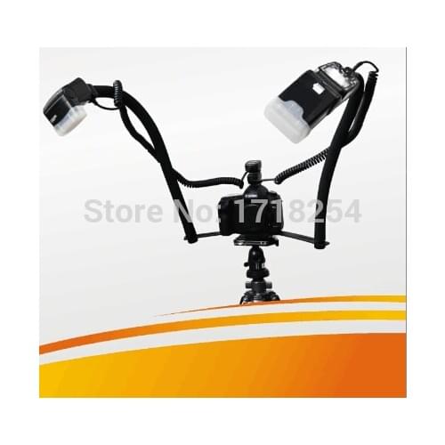 Camera DSLR Twin DUAL-ARM Shoe Macro Flash Bracket for Nikon d90 D700 D7000 D7100 D800 D810 D300 D5300 Flashgun Speedlite TTL/M