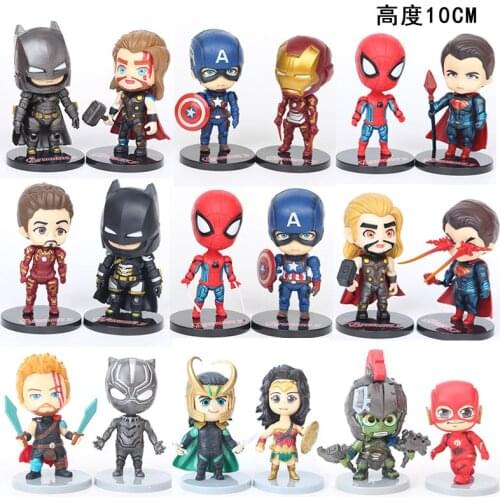 Marvel Avengers Action Figure Set Spiderman Iron Man Loki Thor Flash 6pcs Collectible Anime Figure Model Toys Kids Birthday Gift