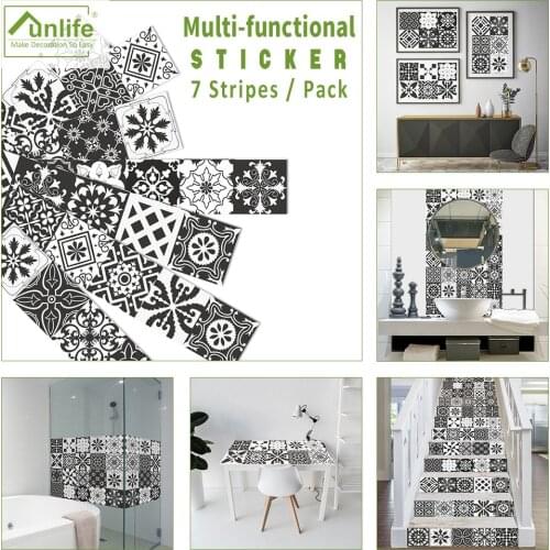 Funlife Self Adhesive French New Wave Art Decorative Stickers for House Porch Stairs Bathroom Furniture Film Decor Waterproof
