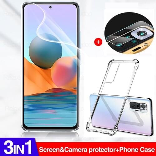 3in1 Hydrogel Film On For Redmi Note 10 Pro 10Pro Max 10S 10 5G Cover Case For Xiaomi Poco M3 Pro F3 Protective Film Not Glass