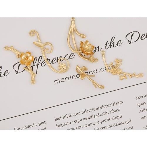 HAOSAW 2Pcs/Lot High End Quality/Cooper Metal/Flower/Genuine Gold Plating Charm/Classical Fashion/Hand Made/Earring Jewelry
