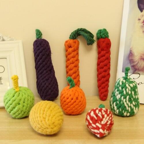 Dog Pet Toy Fruit Bite Dog Interactive Toy Dog Cotton Rope Knot Toy Orange Strawberry Carrot Dog Teeth Cleaning Molar Puppies To