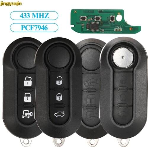 Jingyuqin Flip Remote Car Key Control 433MHZ PCF7946 Chip For FIAT 500 500L Punto Bravo Panda Freemont Delphi/Marelli System 3B