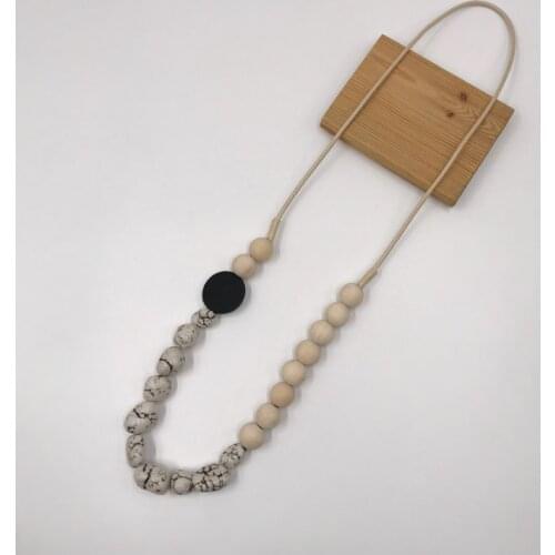 Kara&Kale Boho Fashion Jewelry Sweater Chain Long Necklace Wax Cord Resin Stone and Wood Beads Earthy Necklace Women Accessories