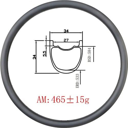 27.5er MTB AM ENDURO 34mmx34mm carbon rims Hookless tubeless disc brake 34mm deep 24H 28H 32H UD 3k 12k 650B mountain bike wheel