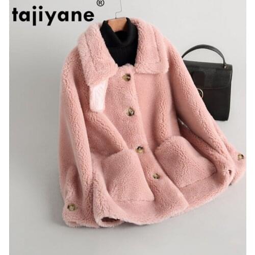 Real Coat Fur 100% Wool Jacket Autumn Winter Coat Women Clothes 2021 Korean Sheep Shearling Suede Lining CF19-18881 ZT3036