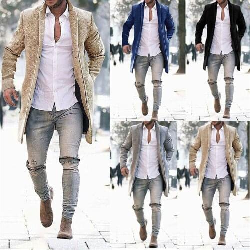DAIGELO Mens Wool Coat Warm Jacket Winter Trench Long Outwear Button Smart Overcoat Coats Men Cloth Coat High-quality Brand