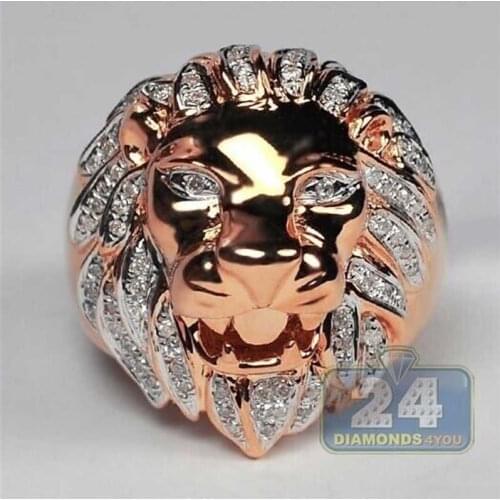 Hot Fashion Punk Style Domineering Lion Head Mens Gold Color Rings Jewelry for Men Party Cool Gift