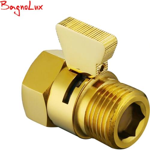 Bagnolux Gold Shower Pressue Quick Valve Brass Water Control Valve Shut Off Switch for Bidet Spray or Top Rain Shower Hand Head