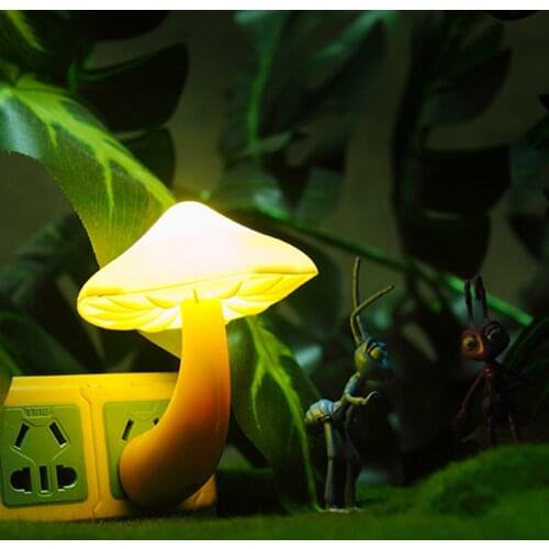 EU US Plug Wall Lamp Led Light Sensor Night Light Mushroom Projector Novelty Atmosphere Lamp For Baby Children bedroom lampara