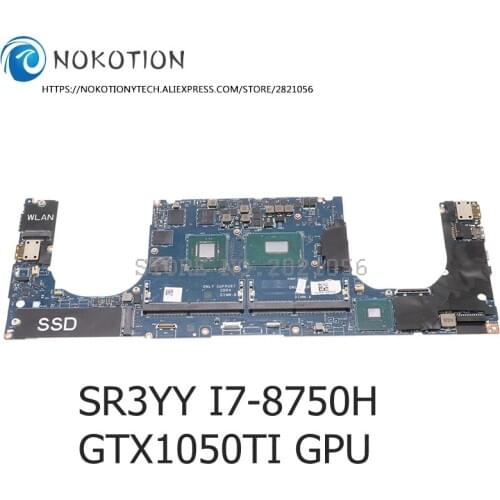 NOKOTION CN-0YYW9X 0YYW9X CN-08V86K DAM00 LA-F541P For Dell XPS 15 9570 Laptop motherboard SR3YY I7-8750H CPU GTX1050TI 4GB DDR4