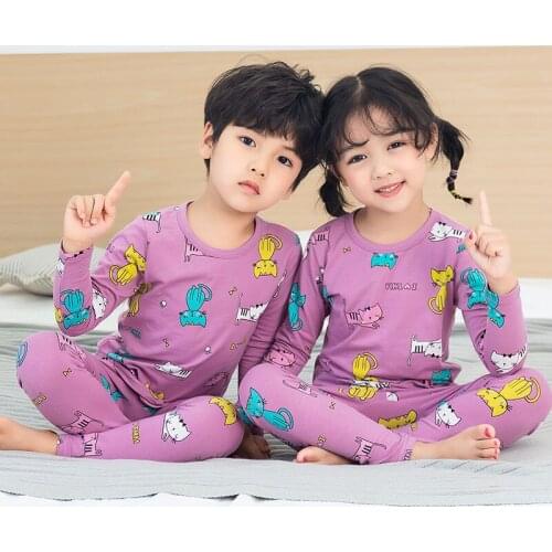 2021 Autumn Kids Pajamas Suit Cotton Children Clothing Sets Baby Boy Sleepwear Winter Pajamas Nightwear For Girls Outfits 2-12Y