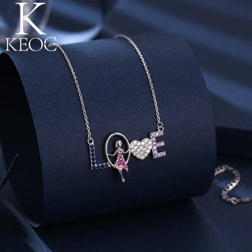 Keoc New Letter Love Multi Element Color Zircon Pendant Necklaces for Women Accessories Personalized Gift Dropship Suppliers