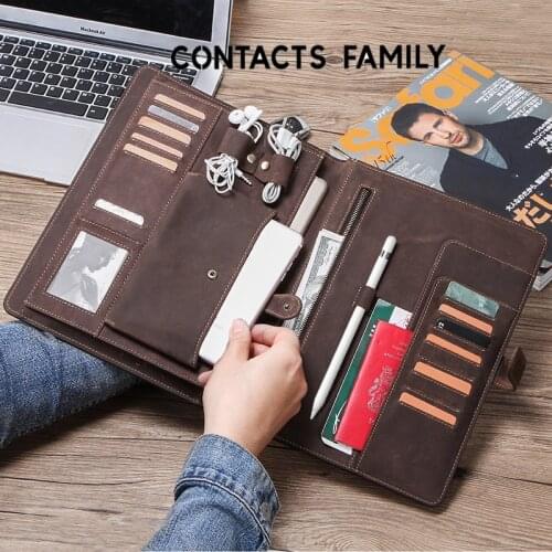 Folder Padfolio Genuine Leather Organizer Tablet Pouch Business Portfolio Holder For iPad Mini 7.9 10.5 11 inch Case Card Holder