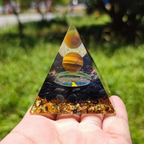 Handmade Tree Of Life Orgone Pyramid 50mm Amethyst Peridot Healing Crystal Energy Generator Orgone Pyramid Meditation Yoga Tool
