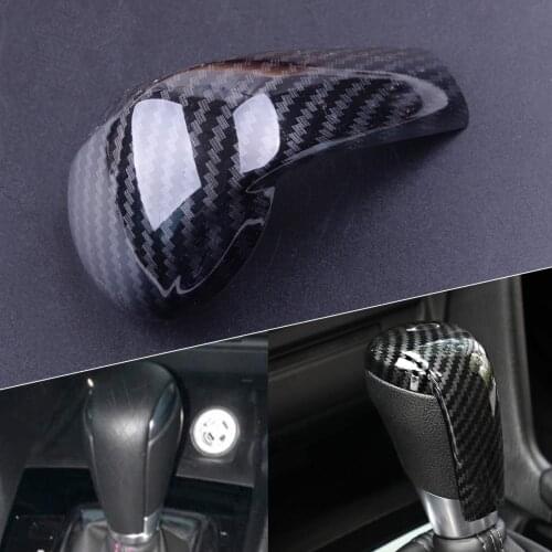 CITALL Plastic Black Carbon Fiber Style Gear Shift Knob Trim Cover Head Fit for Mazda 3 Axela 2014 2015 2016 2017