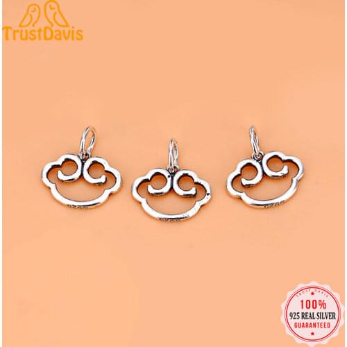 TrustDavis Real 925 Sterling Thai Silver Fashion Sweet Cloud Charm Pendant Handmade DIY Accessories Fine Jewelry Wholesale HY172