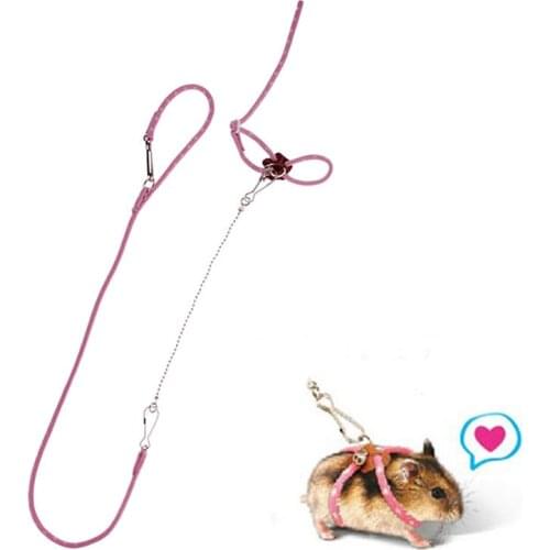 Pet Rat Mouse Harness Adjustable Rope Ferret Hamster Finder Bell Random Color Leash Lead #49174