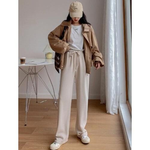 Straight Wide Women Pants Autumn Women High-waist Women Pants Casual Women Trousers Sports Pants Running Jogger Pants