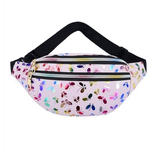 2021 Printed Waist Bag Women Fanny Pack Colorful Girls Bum Bag Travel Kids Cartoon Belt`s Bag Festival Mobile Phone Pouch Purse
