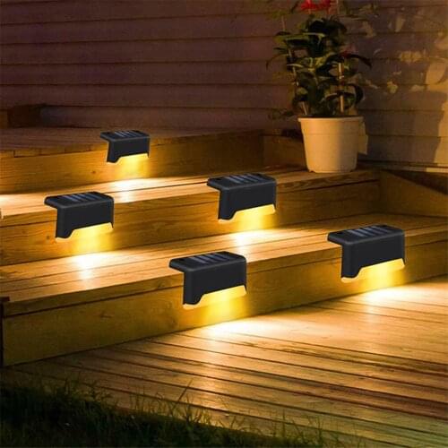 4Pcs Solar Powered LED Fence Light Waterproof LED Light Garden Patio Railing Light Solor Balcony Step Stairs Wall Lamp for Yard