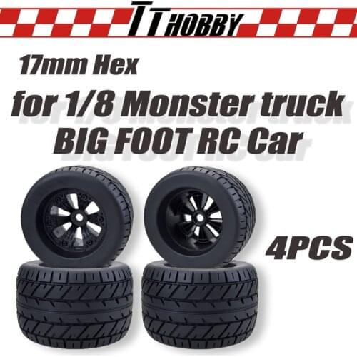 TTHOBBY 4PCS Rc Wheel Tire Monster Truck Wheels 165mm Tyre 17mm Hex Wheel for RC Car 1/8 Monster Truck Big Foot on Road Racing