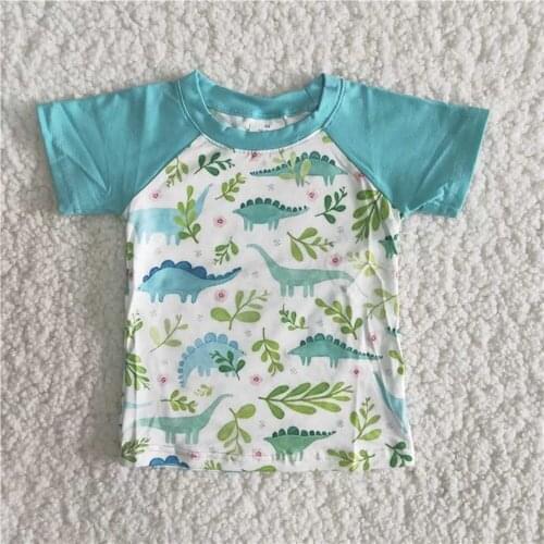 High quality O neck t shirt boys fashion summer 2019 short sleeve dinosaur crocodile t-shirts children cartoon cool tees gxj
