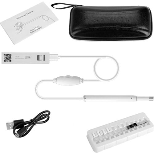 Wirelessly Otoscope Wi-Fi Endoscope Camera 5.5mm High Definition 720P Lens Visual Ear Cleaning Earpick 6 Adjustable LEDs Lights