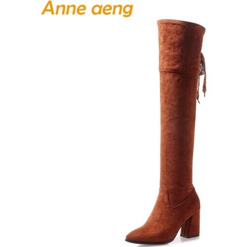2019 New Winter Women Over-The-Knee Boots High Heels Zip Sexy Ladies Snow Thigh High Boots Yellow Women Shoes Plus Size 33-46