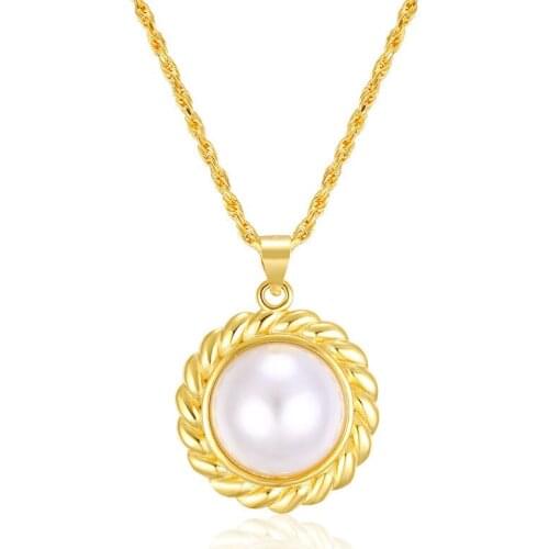 925 sterling silver Round Sunflower Pearl Necklace Female Pendant Women Choker Gold Chain Jewelry Best Gift chain ornaments