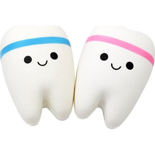 1PC Teeth Shape Squeeze Gift Smile Slow Rising Cute Cartoon Hand Spinner Stretchy Relax Squishy Toy Dentist Gift