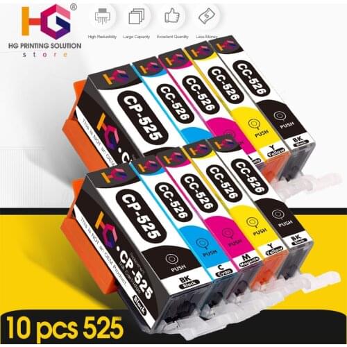 10 PCS PGI-525 PGI525 For Canon PIXMA IP4850 IP4950 IX6550 MG5150 MG5250 MG5350 Printer Ink Cartridges