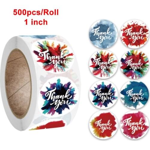 100-500pcs Labels Roll Flower Thank You Stickers Scrapbooking Party Gift Decoration Stationery Sticker Seal Label DIY Sticker