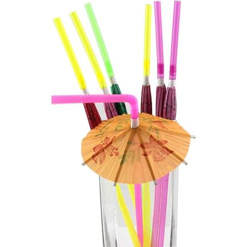 50PCS Colorful Fluorescent DIY Tropical Party Decoration Club Drinking Cocktail Wedding Bar Supplies 3D Disposable Straw