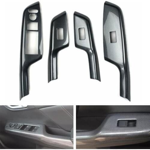 Carbon Fiber Style Car Accessories For Honda Civic 9th 2012 2013 2014 RHD Car Door Armrest Window Lift Switch Panel Cover Trim