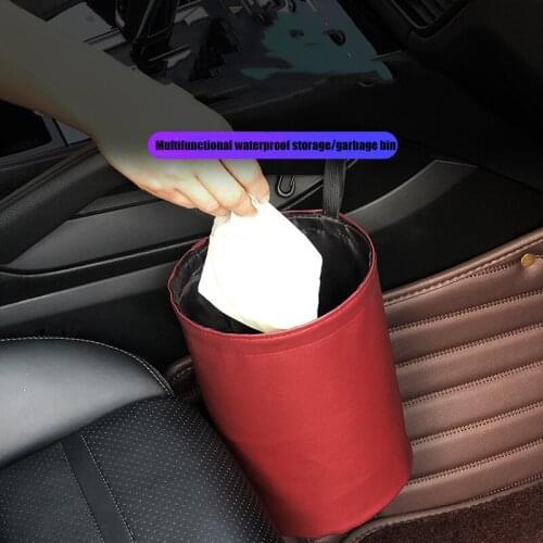 Car Foldable Leather Truck-mounted Trash Can Automotive Supplies Multi-functional Mini Chair Back Hanging Trash Can Waterproof
