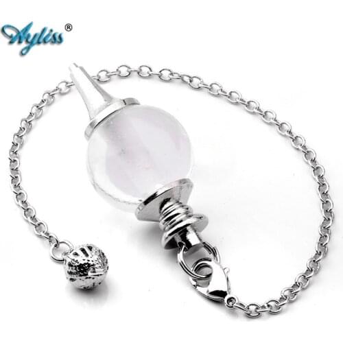 Ayliss Rock Crystal Quartz Pendulums for Dowsing Reiki Healing Gem Stone Pendant with Chain Wicca Yoga Energy Dowsing Pendulum
