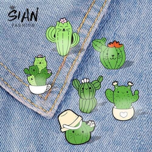 New Custom Mini Green Plant Cactus Brooches Pins Acrylic Lapel Pin Handmade Art Photo Denim Collar Backpack Icon Badge Jewelry