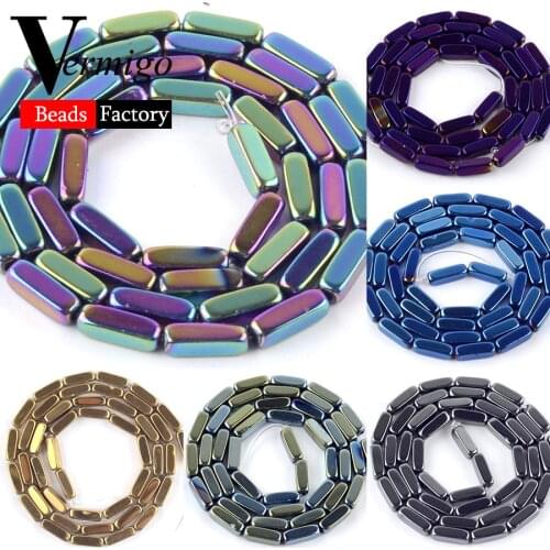 Tube Shape Multicolor Gold Blue Natural Hematite Stone Beads For Jewelry Making DIY Necklace Bracelet Spacer Beads 2*4/3*5mm 15"