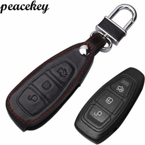 Peacekey Genuiene Leather Key Chain Holder cover For Ford Focus 2 3 Mondeo Kuga Ecosport Fiesta Key Case For Ford Car Styling