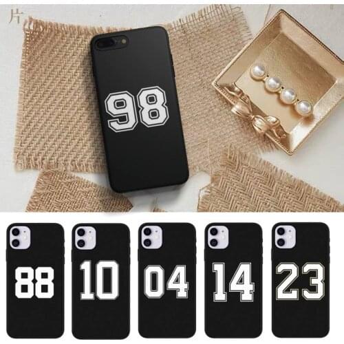 Black Number Phone Case Fundas Shell Cover For Iphone 6 6s 7 8 Plus Xr X Xs 11 12 13 Mini Pro Max