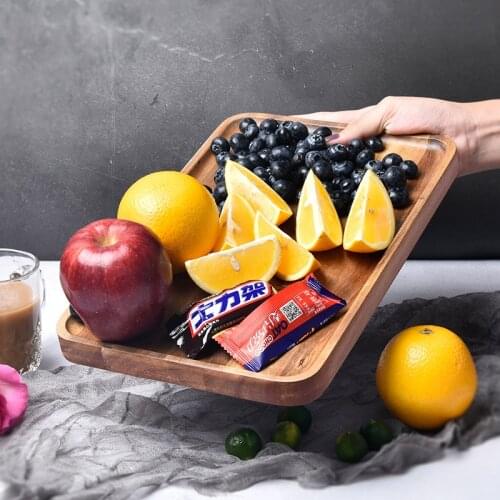 Acacia wooden tray, living room creative pizza, tea set tray, household water cup plate, kitchen fruit plate, barbecue plate